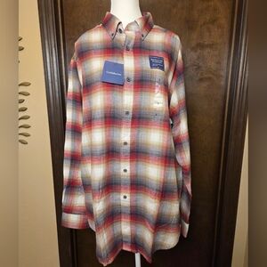 Croft & Barrow Red, Tan & Blue Plaid Men's Shirt NWT